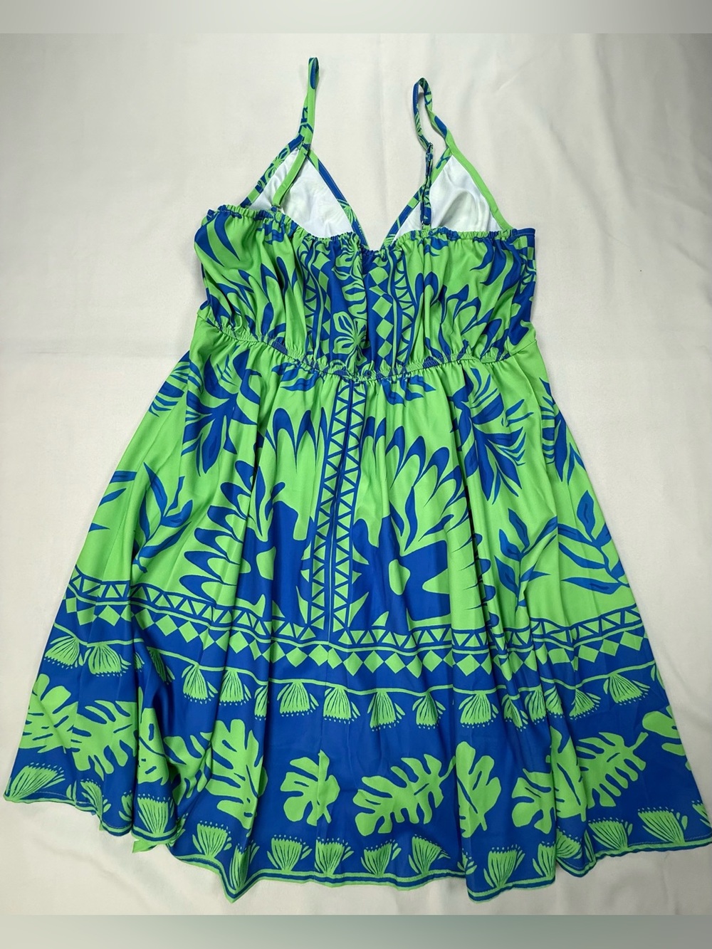 Cupshe Neon Green and Royal Blue Tropical Print Swim Coverup Dress - Picture 7 of 8